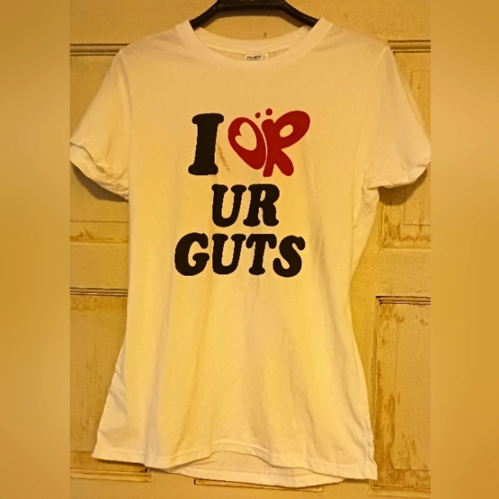 White I heart your guts tee shirt Sz XS